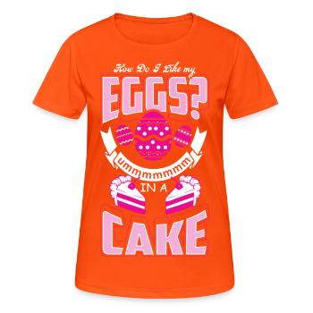 Eggs In A Cake - Baking - EN - Women's Breathable T-Shirt - neon orange - Front - AI Model Female 172 dark (172cm)
