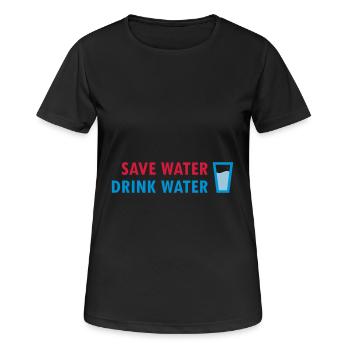Économisez de l'eau, buvez de l'eau (verre avec de l'eau) - T-shirt respirant Femme - noir - Devant - AI Model Female 172 light (172cm)
