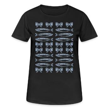 Noeud Sardines Plage Femme - T-shirt respirant Femme - noir - Devant - AI Model Female 172 light (172cm)