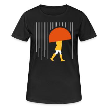 Mensch im Regen - Minimal - Frauen T-Shirt atmungsaktiv - Schwarz - Vorne - AI Model Female 172 light (172cm)