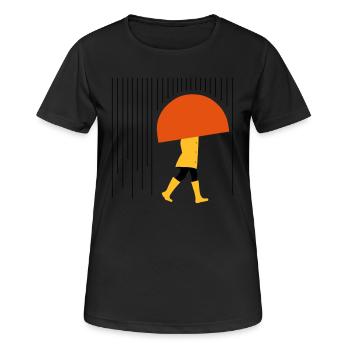Mensch im Regen - Minimal - Frauen T-Shirt atmungsaktiv - Schwarz - Vorne - AI Model Female 172 light (172cm)