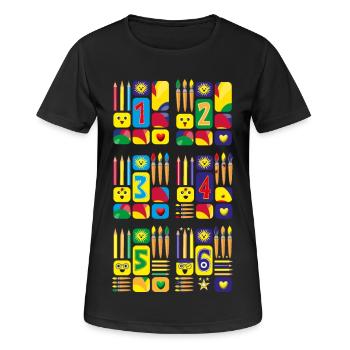 Lustige Zahlen zur Grundschulzeit. - Frauen T-Shirt atmungsaktiv - Schwarz - Vorne - AI Model Female 172 light (172cm)