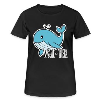 Walter der niedliche Blauwal - Frauen T-Shirt atmungsaktiv - Schwarz - Vorne - AI Model Female 172 light (172cm)