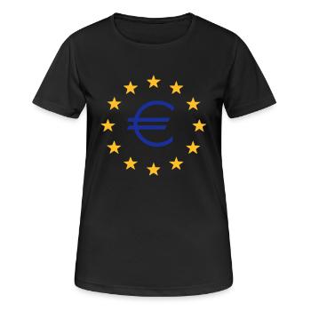 Euro - Frauen T-Shirt atmungsaktiv - Schwarz - Vorne - AI Model Female 172 light (172cm)