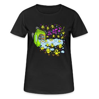 Poussins Mousse Party - T-shirt respirant Femme - noir - Devant - AI Model Female 172 light (172cm)