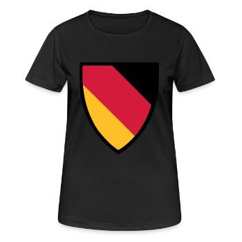 Wappen schräg - dreifarbig - Frauen T-Shirt atmungsaktiv - Schwarz - Vorne - AI Model Female 172 light (172cm)