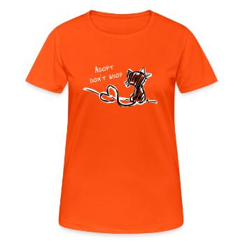 Adopt, dont shop Cat - Frauen T-Shirt atmungsaktiv - Neonorange - Vorne - AI Model Female 172 dark (172cm)