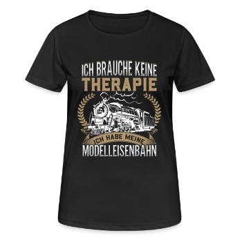 Modelleisenbahn Therapie - Frauen T-Shirt atmungsaktiv - Schwarz - Vorne - AI Model Female 172 light (172cm)