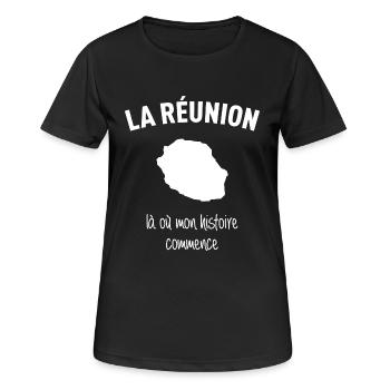 reunion-histoire - T-shirt respirant Femme - noir - Devant - AI Model Female 172 light (172cm)