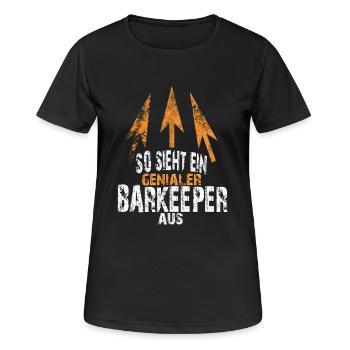 genialer BARKEEPER - Frauen T-Shirt atmungsaktiv - Schwarz - Vorne - AI Model Female 172 light (172cm)