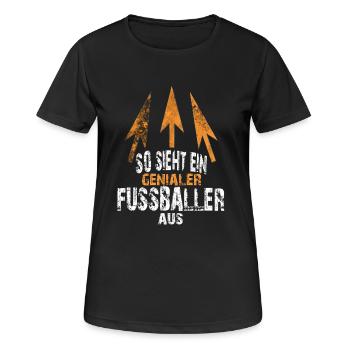 genialer FUSSBALLER - Frauen T-Shirt atmungsaktiv - Schwarz - Vorne - AI Model Female 172 light (172cm)