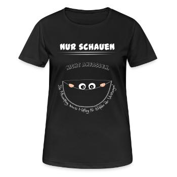 Umstandsshirt Baby Bauch - Nur schauen nicht anfa - Frauen T-Shirt atmungsaktiv - Schwarz - Vorne - AI Model Female 172 light (172cm)