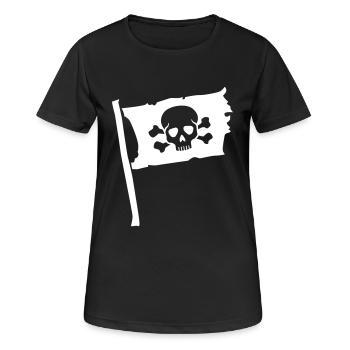 Pirat - Frauen T-Shirt atmungsaktiv - Schwarz - Vorne - AI Model Female 172 light (172cm)