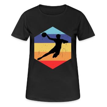 Retro Handball Kinder Handballer Herren Frauen - Frauen T-Shirt atmungsaktiv - Schwarz - Vorne - AI Model Female 172 light (172cm)