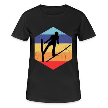 Skispringer Skispringen Wintersport Skifliegen Män - Frauen T-Shirt atmungsaktiv - Schwarz - Vorne - AI Model Female 172 light (172cm)