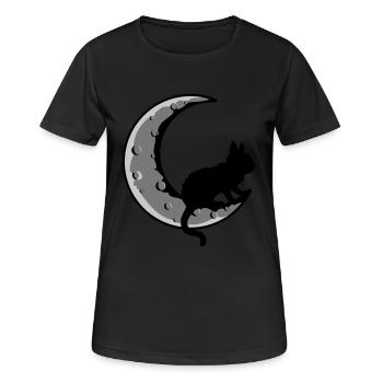Faucille Lune Chat Noir - T-shirt respirant Femme - noir - Devant - AI Model Female 172 light (172cm)