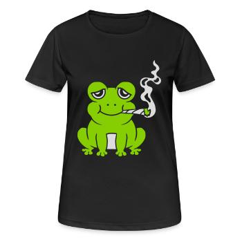 Weed Joint Frog Stoned - T-shirt respirant Femme - noir - Devant - AI Model Female 172 light (172cm)