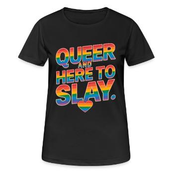 Queer et ici pour tuer les LGBTQ Mois de la fierté gaie LGBT - T-shirt respirant Femme - noir - Devant - AI Model Female 172 light (172cm)