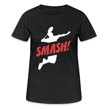 Smash Badminton - Women's Breathable T-Shirt - black - Front - AI Model Female 172 light (172cm)