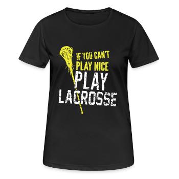 Play Lacrosse - Women's Breathable T-Shirt - black - Front - AI Model Female 172 light (172cm)