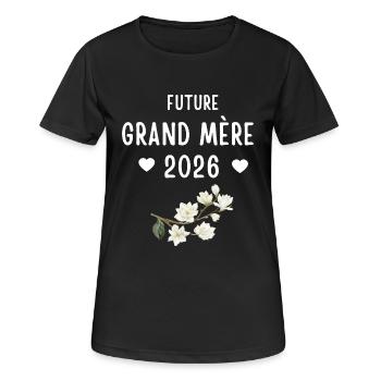 Future grand mère 2026 Annonce Grossesse Bientot - T-shirt respirant Femme - noir - Devant - AI Model Female 172 light (172cm)