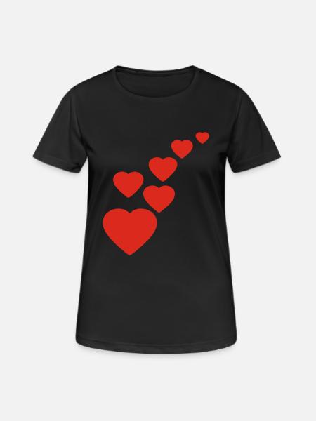 Herz - Frauen T-Shirt atmungsaktiv - Schwarz