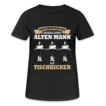 Tischfußball Tischkicker - Lustiger Spruch Mann - Frauen T-Shirt atmungsaktiv - Schwarz - Vorne - AI Model Female 172 light (172cm)