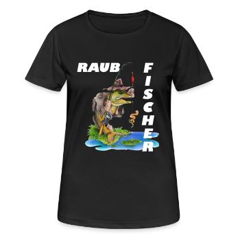 Raubfischer - Frauen T-Shirt atmungsaktiv - Schwarz - Vorne - AI Model Female 172 light (172cm)