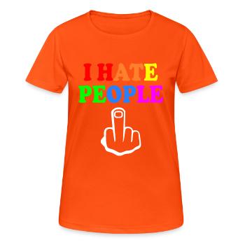 I hate people - T-shirt respirant Femme - orange néon - Devant - AI Model Female 172 dark (172cm)