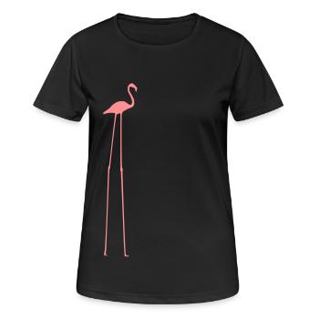 Flamingo mit langen Beinen - Frauen T-Shirt atmungsaktiv - Schwarz - Vorne - AI Model Female 172 light (172cm)