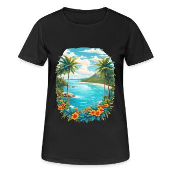 Karibik Insel - Frauen T-Shirt atmungsaktiv - Schwarz - Vorne - AI Model Female 172 light (172cm)