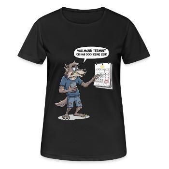 Vollmond-Termin? Ich hab doch keine Zeit ! - Frauen T-Shirt atmungsaktiv - Schwarz - Vorne - AI Model Female 172 light (172cm)