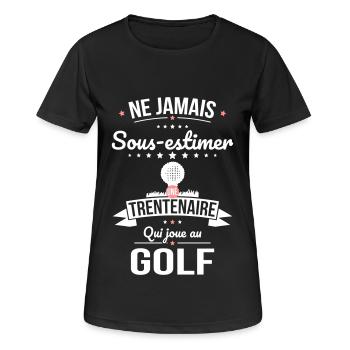 Sous-estimer une trentenaire qui joue au golf - T-shirt respirant Femme - noir - Devant - AI Model Female 172 light (172cm)