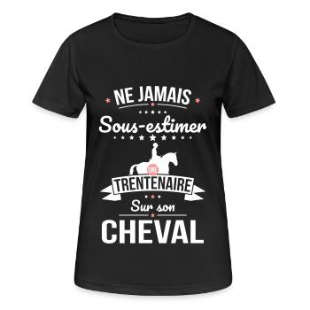 Sous-estimer une trentenaire sur son cheval - T-shirt respirant Femme - noir - Devant - AI Model Female 172 light (172cm)