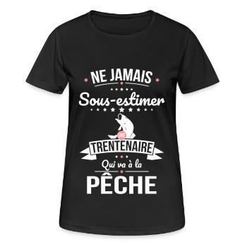 Sous-estimer une trentenaire qui va à la pêche - T-shirt respirant Femme - noir - Devant - AI Model Female 172 light (172cm)