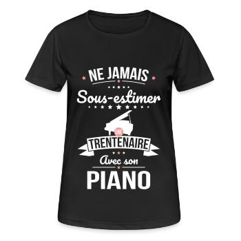 Sous-estimer une trentenaire avec son piano - T-shirt respirant Femme - noir - Devant - AI Model Female 172 light (172cm)