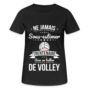 Sous-estimer une trentenaire avec ballon de volley - T-shirt respirant Femme - noir - Devant - AI Model Female 172 light (172cm)