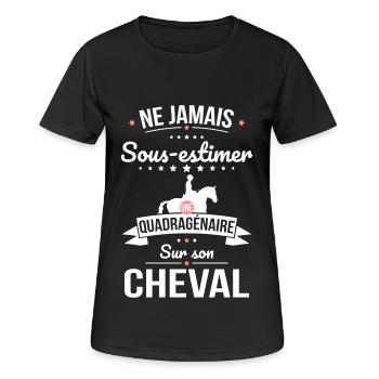 Sous-estimer une quadragénaire sur son cheval - T-shirt respirant Femme - noir - Devant - AI Model Female 172 light (172cm)