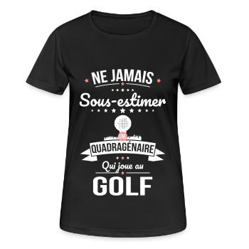 Sous-estimer une quadragénaire qui joue au golf - T-shirt respirant Femme - noir - Devant - AI Model Female 172 light (172cm)