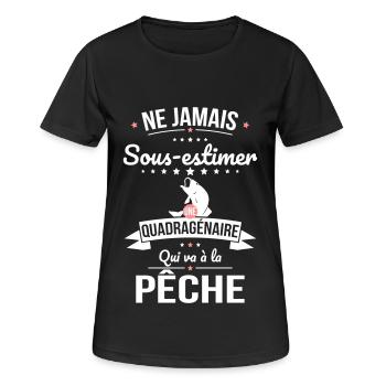 Sous-estimer une quadragénaire qui va à la pêche - T-shirt respirant Femme - noir - Devant - AI Model Female 172 light (172cm)