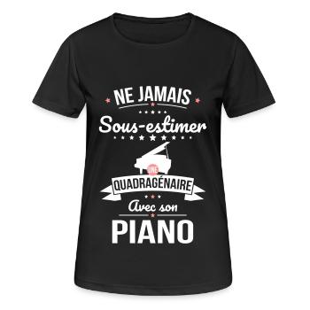 Sous-estimer une quadragénaire avec son piano - T-shirt respirant Femme - noir - Devant - AI Model Female 172 light (172cm)