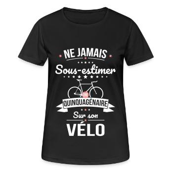 Sous-estimer une quinquagénaire sur son vélo - T-shirt respirant Femme - noir - Devant - AI Model Female 172 light (172cm)