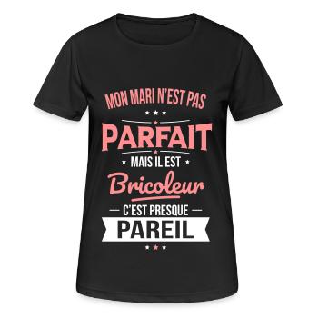 Mon mari n'est pas parfait mais il est bricoleur - T-shirt respirant Femme - noir - Devant - AI Model Female 172 light (172cm)