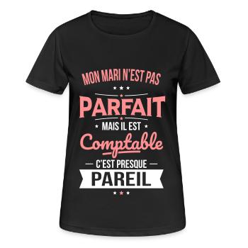 Mon mari n'est pas parfait mais il est comptable - T-shirt respirant Femme - noir - Devant - AI Model Female 172 light (172cm)