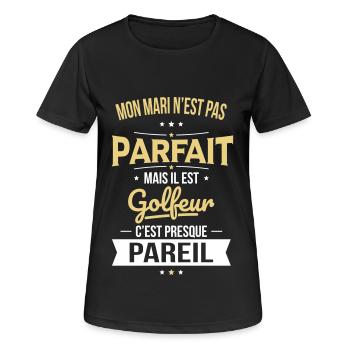 Mon mari n'est pas parfait mais il est golfeur - T-shirt respirant Femme - noir - Devant - AI Model Female 172 light (172cm)