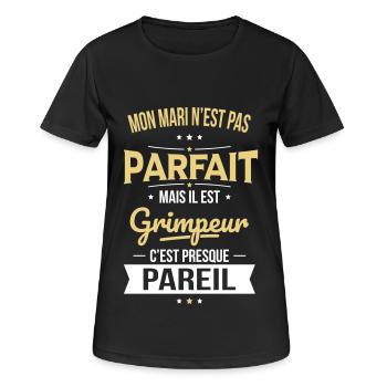 Mon mari n'est pas parfait mais il est grimpeur - T-shirt respirant Femme - noir - Devant - AI Model Female 172 light (172cm)