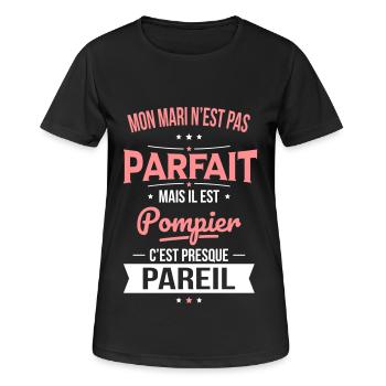 Mon mari n'est pas parfait mais il est pompier - T-shirt respirant Femme - noir - Devant - AI Model Female 172 light (172cm)