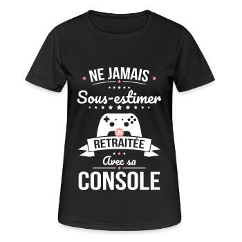 Sous-estimer une retraitée avec sa console - T-shirt respirant Femme - noir - Devant - AI Model Female 172 light (172cm)
