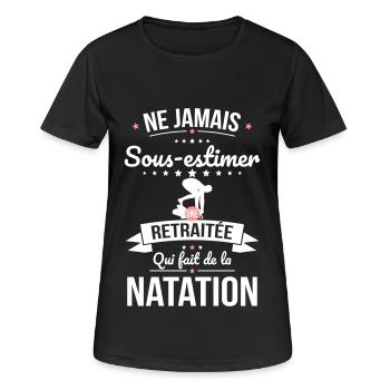 Sous-estimer une retraitée qui fait de la natation - T-shirt respirant Femme - noir - Devant - AI Model Female 172 light (172cm)