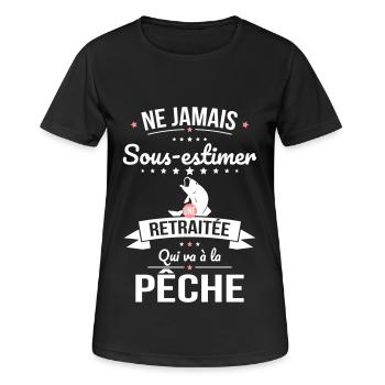 Sous-estimer une retraitée qui va à la pêche - T-shirt respirant Femme - noir - Devant - AI Model Female 172 light (172cm)